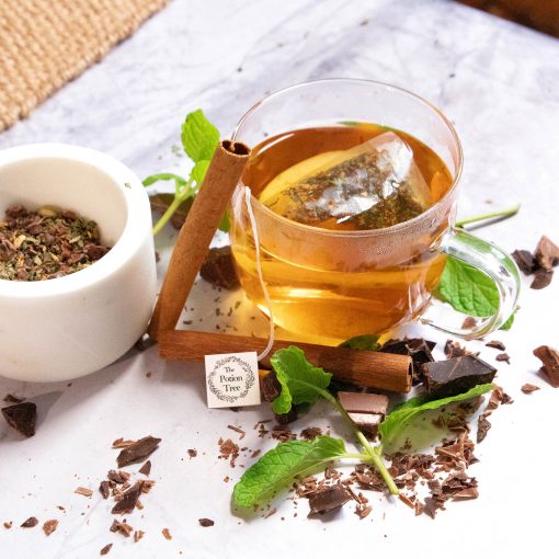 chocomint tea nz chocolat mint peppermint cacao rooibos chai organic caffeine free potion tree after eight new zealand herbal
