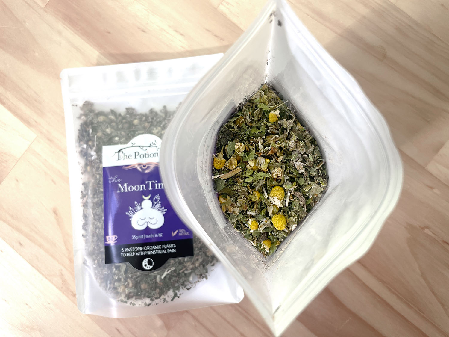 Moontime tea herbal organic nz menstrual pain premenstrual syndrom new zealand herbal relief natural